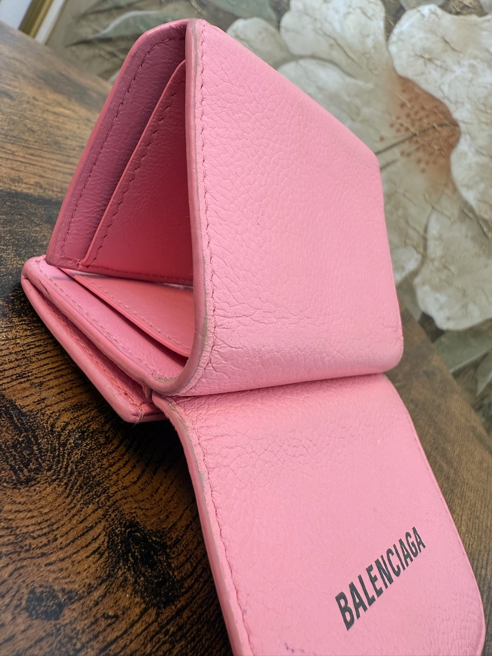 Balenciaga Pink Pebbled Leather Wallet - Picture 12 of 12